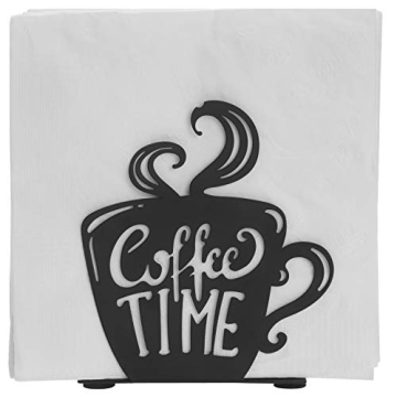 Chic MyGift Black Metal Napkin Holder for Coffee Lovers