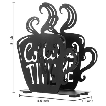 Chic MyGift Black Metal Napkin Holder for Coffee Lovers