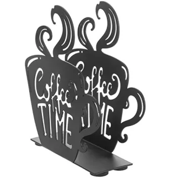 Chic MyGift Black Metal Napkin Holder for Coffee Lovers
