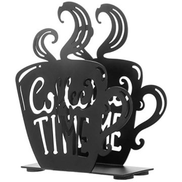 Chic MyGift Black Metal Napkin Holder for Coffee Lovers