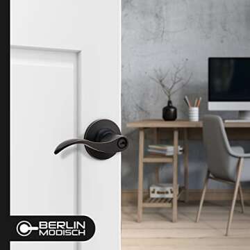 Berlin Modisch Entrance Lever Door Handle with Lock, Oil Rubbed Bronze Finish