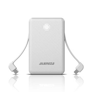 Alongza Portable Phone Charger Built in Cable Small 6000mAh Power Bank with Cables, Slim Lightweight...