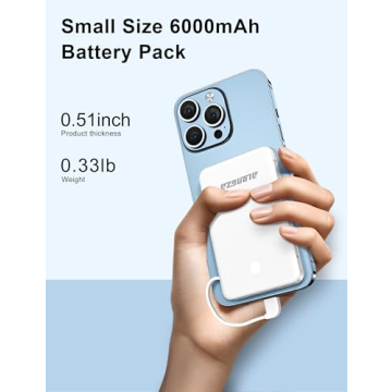 Alongza 6000mAh Slim Portable Power Bank with Cables