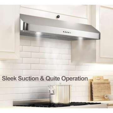 EVRKITCH Range Hood 30inch, Under Cabinet Range Hood,Kitchen Vent Hood, Stainless Steel Kitchen Stov...