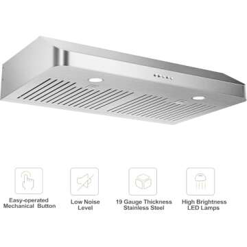 EVRKITCH Range Hood 30inch, Under Cabinet Range Hood,Kitchen Vent Hood, Stainless Steel Kitchen Stove Vent Hood for Ducted, with Permanent stainless steel Filters