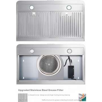 EVRKITCH Range Hood 30inch, Under Cabinet Range Hood,Kitchen Vent Hood, Stainless Steel Kitchen Stove Vent Hood for Ducted, with Permanent stainless steel Filters