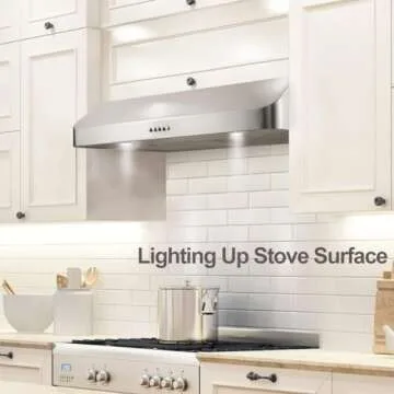 EVRKITCH Range Hood 30inch, Under Cabinet Range Hood,Kitchen Vent Hood, Stainless Steel Kitchen Stove Vent Hood for Ducted, with Permanent stainless steel Filters