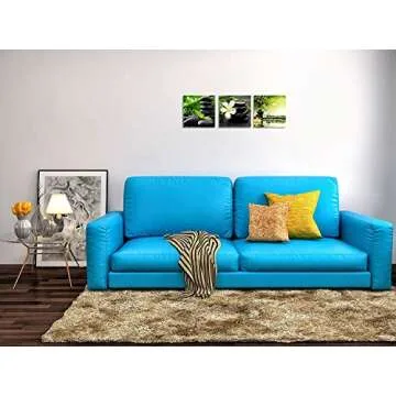 TutuBeer 3 Panel Zen Canvas Wall Art Still Life SPA Stone Green Bamboo White Frangipani Flower Pictures Prints on Canvas for Home Office Kitchen Wall Decor Stretched and Framed Each Panel 12x12inch