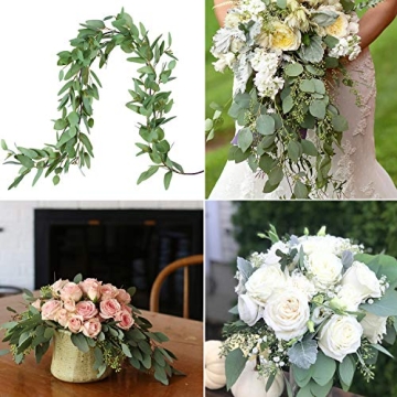 DearHouse 5.5Ft Seeded Eucalyptus Garland, Artificial Vines Faux Eucalyptus Leaves Table Garland Artificial Eucalyptus Garland Greenery Wedding Backdrop Arch Wall Decor