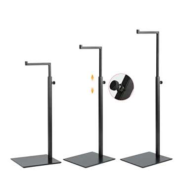 K KAIDIYIN Purse Display Stand - 2 Pack Solid Black Bag Display Rack Stands, Counter Adjustable Height Stainless Steel Purse Handbag Holder Display Stand