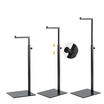 K KAIDIYIN Purse Display Stand - 2 Pack Solid Black Bag Display Rack Stands, Counter Adjustable Height Stainless Steel Purse Handbag Holder Display Stand
