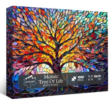 PICKFORU Stained Glass Puzzle Tree of Life 1000 Pieces