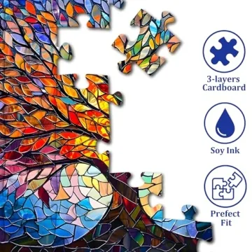 PICKFORU Stained Glass Puzzle Tree of Life 1000 Pieces