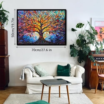 PICKFORU Stained Glass Puzzle Tree of Life 1000 Pieces