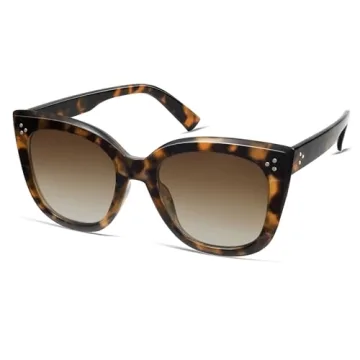 HERJOUR Square Retro Trendy Cat Eye Sunglasses for Fashionable Protection