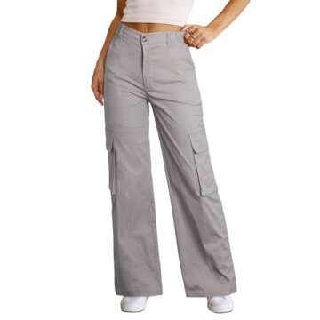 EVALESS Petite Cargo Pants for Women Baggy Y2K High Waisted Straight Wide Leg Casual Work Hiking Pan...