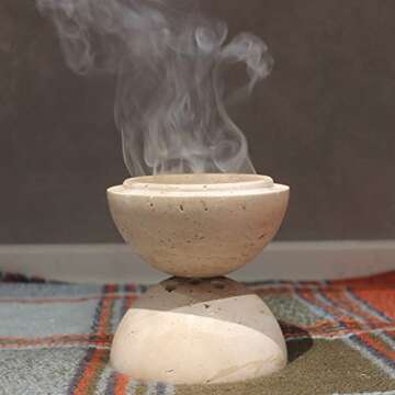 Natural Travertine Incense Holder for Calm Meditation
