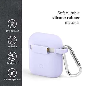GMYLE Airpods Case Cover with Keychain, [Front LED Visible] Silicone Full Protective Wireless Charging Airpods Case Cover Skin Accessories kit Set Compatible for Apple AirPods 2 & 1 – Lavender Purple