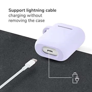 GMYLE Airpods Case Cover with Keychain, [Front LED Visible] Silicone Full Protective Wireless Charging Airpods Case Cover Skin Accessories kit Set Compatible for Apple AirPods 2 & 1 – Lavender Purple