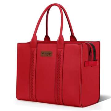 × Wrangler Tote Bag for Women Shoulder Purse Handbag with Zipper Crossbody Bag WG70-8317-RD