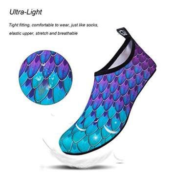 WateLves Water Shoes for Womens Mens Barefoot Quick-Dry Aqua Socks for Beach Swim Surf Yoga Exercise Camping Must Haves (Fishscale Bluegreen, 34/35)