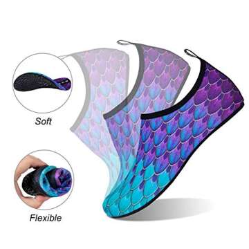 WateLves Water Shoes for Womens Mens Barefoot Quick-Dry Aqua Socks for Beach Swim Surf Yoga Exercise Camping Must Haves (Fishscale Bluegreen, 34/35)