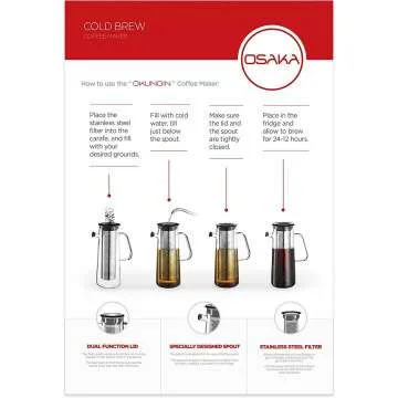 Osaka Glass Cold Brew Maker - 1L Stainless Steel Filter