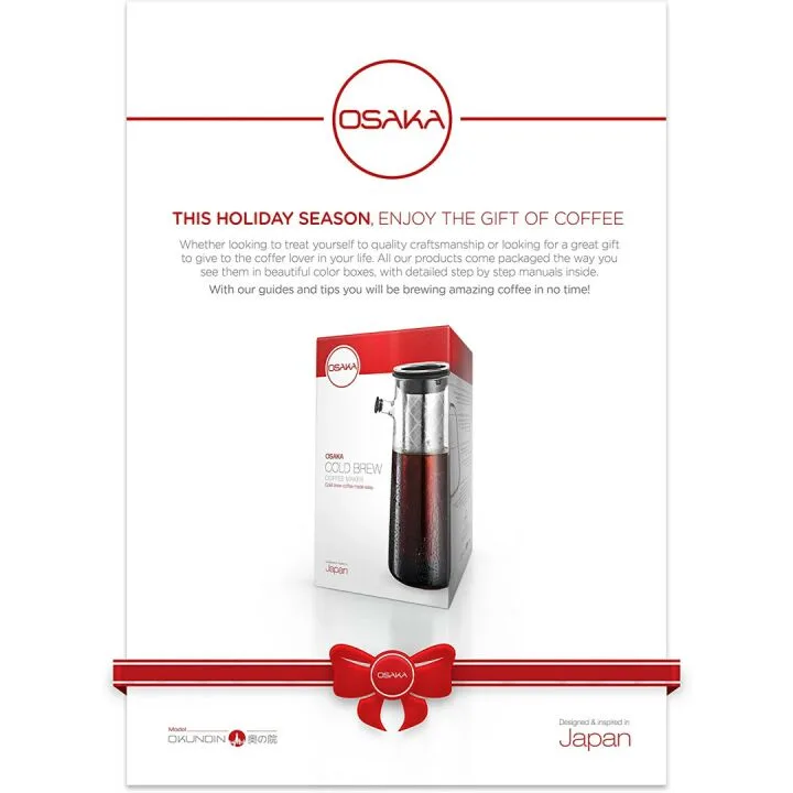 Osaka Glass Cold Brew Maker - 1L Stainless Steel Filter