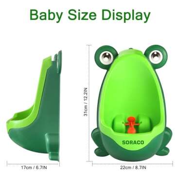 Soraco Frog Potty Training Urinal for Toddler Boys with Funny Aiming Target, Frog Pee Training (Gree...