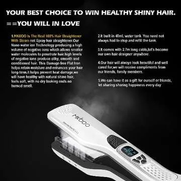 MKBOO Professional Steam Hair Straightener for Silky Hair