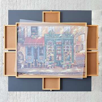 Best ENERIDIO Wooden Puzzle Table with 6 Drawers & Cover