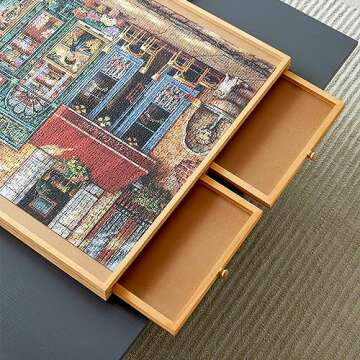 Best ENERIDIO Wooden Puzzle Table with 6 Drawers & Cover