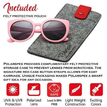 PolarSpex Girls Sunglasses-Polarized Toddler Cat Eye Sunglasses-Unbreakable & Fashionable Kids Sunglasses for Girls Age 2-8