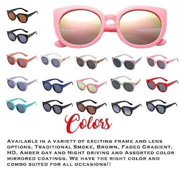 PolarSpex Girls Sunglasses-Polarized Toddler Cat Eye Sunglasses-Unbreakable & Fashionable Kids Sunglasses for Girls Age 2-8