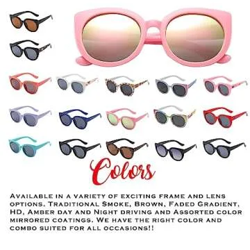 PolarSpex Girls Sunglasses-Polarized Toddler Cat Eye Sunglasses-Unbreakable & Fashionable Kids Sunglasses for Girls Age 2-8