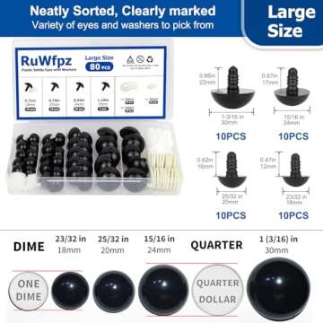 Large Safety Eyes for Amigurumi Crochet 18-30mm - RuWfpz 4 Sizes Stuffed Animal Eyes with Washers, 8...