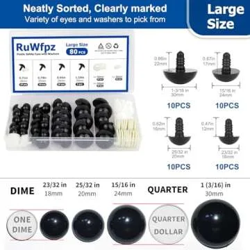 Large Safety Eyes for Amigurumi Crochet 18-30mm - RuWfpz 4 Sizes Stuffed Animal Eyes with Washers, 8...