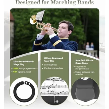 WINDIHOUES Trombone Lyre - Ideal for Marching Band Musicians with 8 Folio