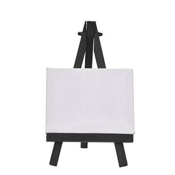 EBOOT 12 Pack 6.25 Inch Black, Wood Easels, Easel Stand for Painting Canvases, Art and Crafts, Tripod, Painting Party Easel, Kids Student Tabletop Easels, Portable Canvas Photo Picture Sign Holder