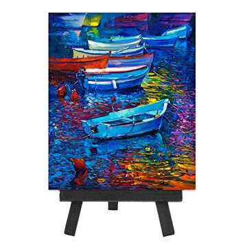 EBOOT 12 Pack 6.25 Inch Black, Wood Easels, Easel Stand for Painting Canvases, Art and Crafts, Tripod, Painting Party Easel, Kids Student Tabletop Easels, Portable Canvas Photo Picture Sign Holder