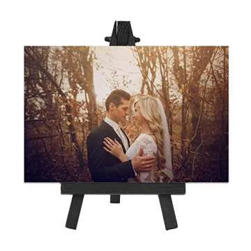 EBOOT 12 Pack 6.25 Inch Black, Wood Easels, Easel Stand for Painting Canvases, Art and Crafts, Tripod, Painting Party Easel, Kids Student Tabletop Easels, Portable Canvas Photo Picture Sign Holder