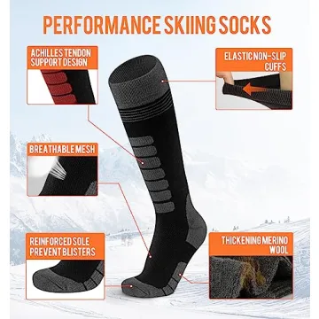 KEECOW Merino Wool Ski Socks - Warm & Comfortable Winter Wear
