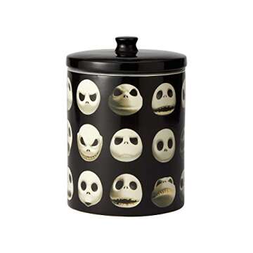 Enesco Disney Ceramics Nightmare Before Christmas Jack Skellington Cookie Jar Canister, 9.25 inch, Black