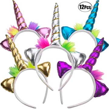 Pack of 12 Unicorn Headbands for Kids and Adults
