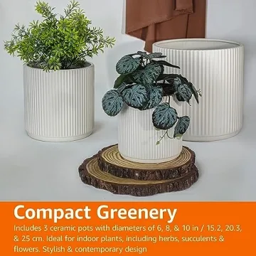Ceramic Fluted Planters Set for Stylish Indoor Outdoor Use