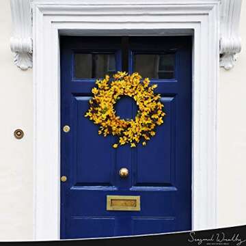 SeasonalWreaths Yellow Front Door Wreath - 20" Forsythia Wreath Perfect for Spring, Chic Farmhouse W...