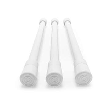 Camco 17" RV Refrigerator Bar | Holds Food and Drinks in Place During Travel and Helps Stop Messy Spills | Spring Loaded | 10-inches to 17-inches | White (3 Pack) (44063)