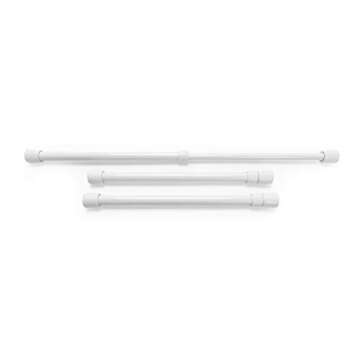 Camco 17" RV Refrigerator Bar | Holds Food and Drinks in Place During Travel and Helps Stop Messy Spills | Spring Loaded | 10-inches to 17-inches | White (3 Pack) (44063)