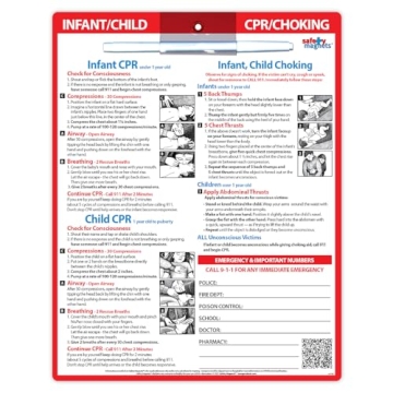 Infant and Child CPR and Choking Magnet - First Aid Quick Reference Card for Children - Emergency Ph...