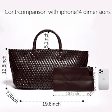 Weayouth Vegan Leather Woven Tote Bag Stylish Spacious Eco-Friendly
